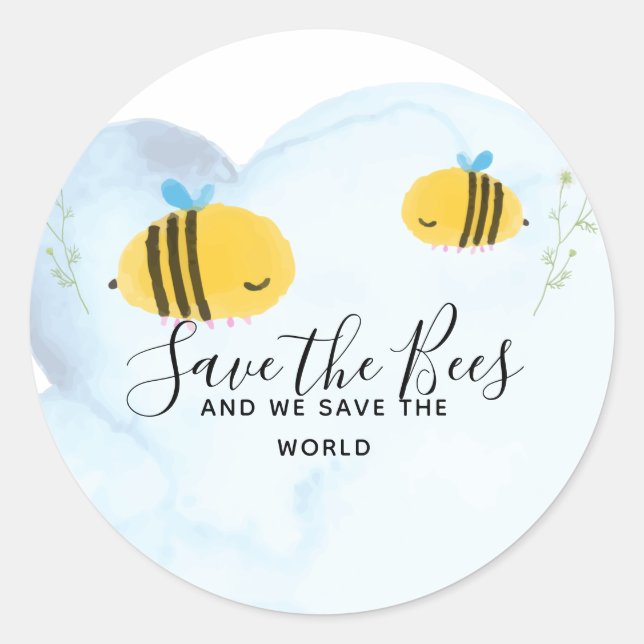 One of a Kind SAVE THE BEES Personalised Classic Round Sticker (Front)