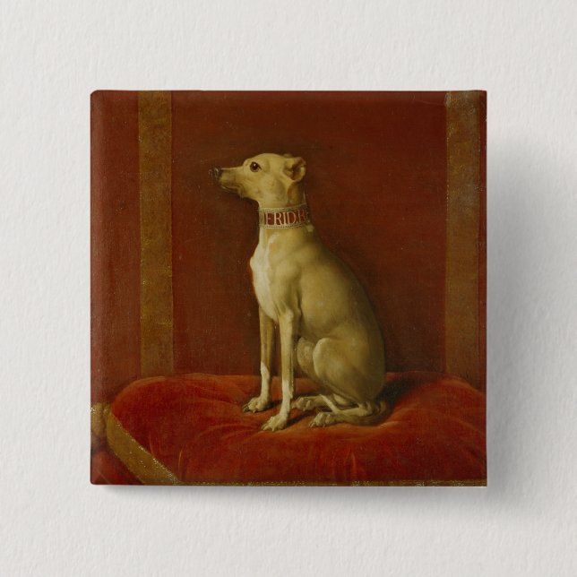One of Frederick II's Italian greyhounds 15 Cm Square Badge (Front)