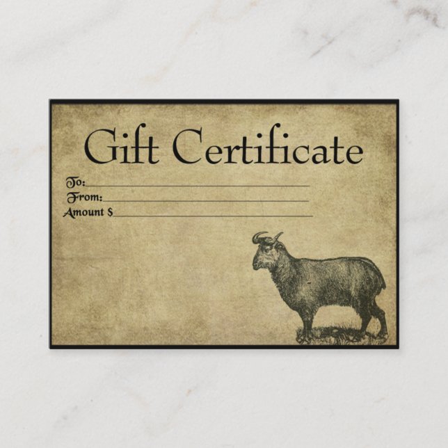 One Ol' Goat- Prim Gift Certificate Cards (Front)