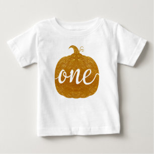 "One" One Year Old Baby new baby  Golden pumpkin Baby T-Shirt