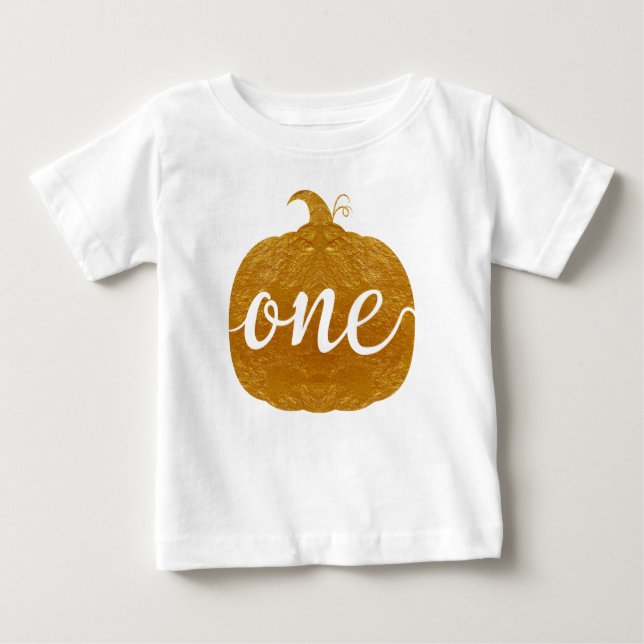 "One"|One Year Old Baby|new baby| Golden pumpkin Baby T-Shirt (Front)