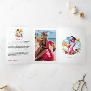 One or Two Degrees Hotter Tropical Grad Party Tri-Fold Invitation