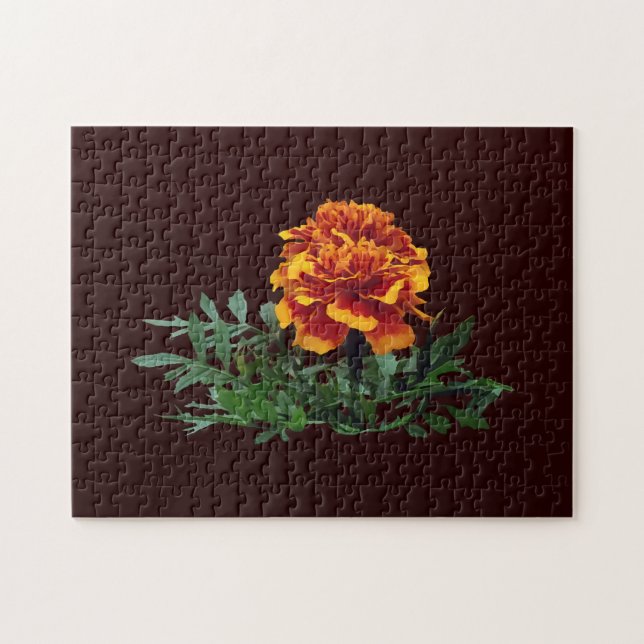 One Orange Marigold with Yellow Tips Jigsaw Puzzle (Horizontal)