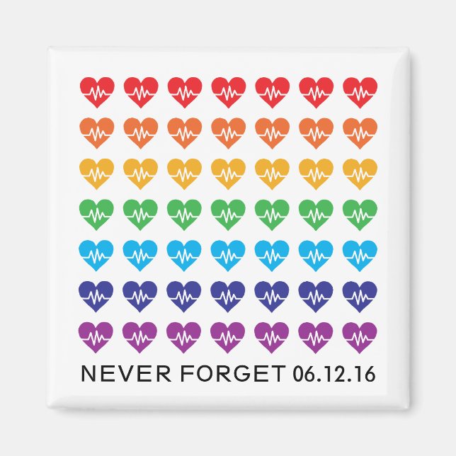 One Orlando One Pulse Rainbow 49 Hearts Magnet (Front)