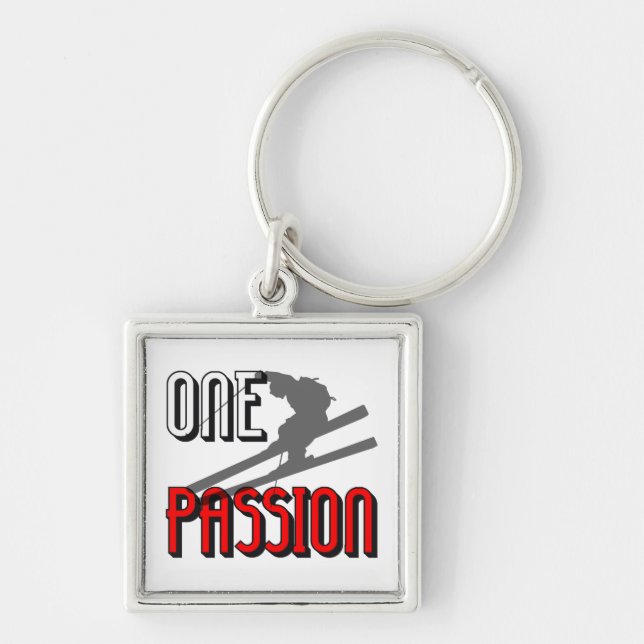 one passion skiing key ring (Front)