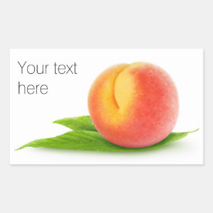 One peach on a leaf rectangular sticker