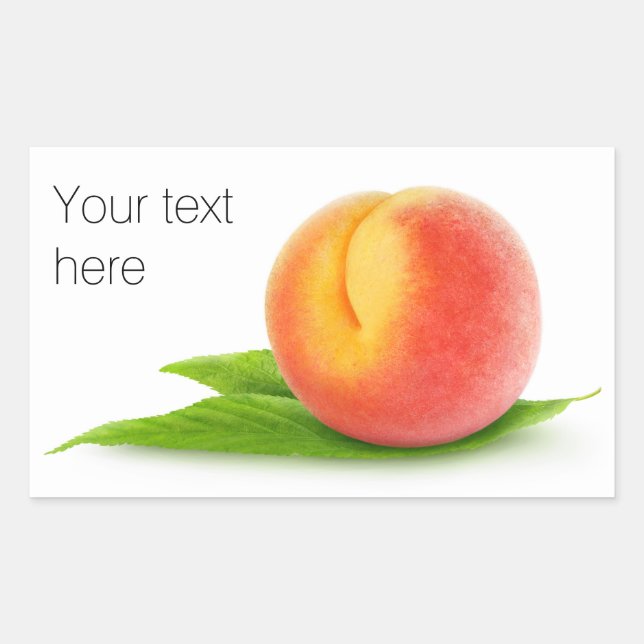 One peach on a leaf rectangular sticker (Front)