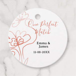 One Perfect match terracotta wedding couple name f Favour Tags