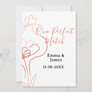 One Perfect match terracotta wedding couple name f Invitation