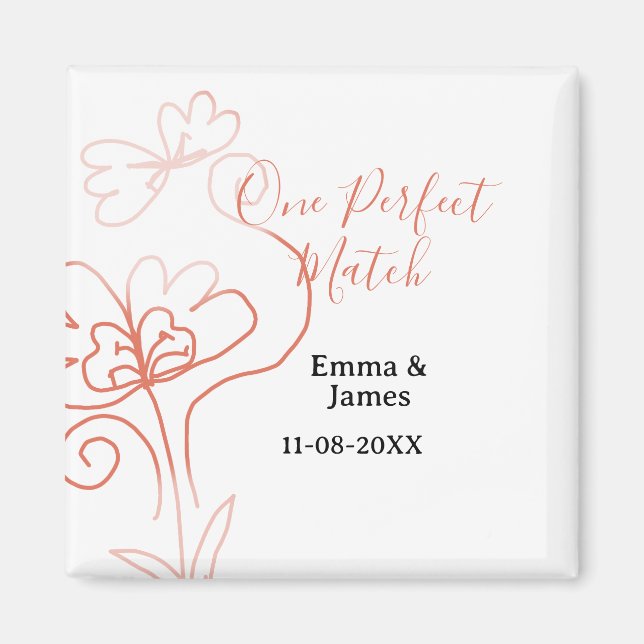 One Perfect match terracotta wedding couple name f Magnet (Front)