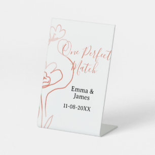 One Perfect match terracotta wedding couple name f Pedestal Sign