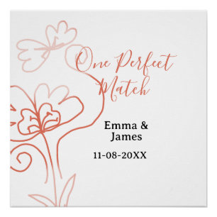 One Perfect match terracotta wedding couple name f Poster