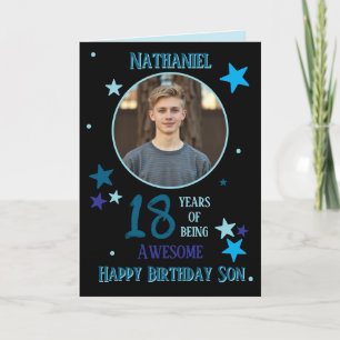 One Photo 18th Birthday Card For Son