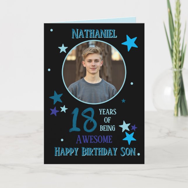 One Photo 18th Birthday Card For Son (Front)