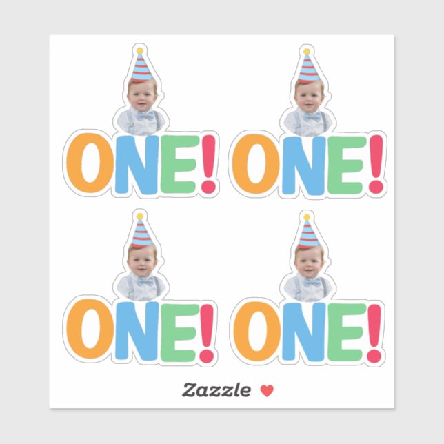  One Photo birthday Cupcake Topper (Sheet)