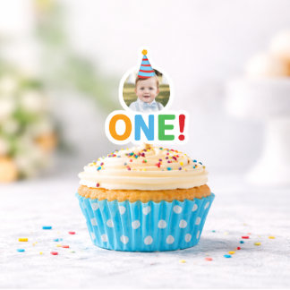  One Photo birthday Cupcake Topper