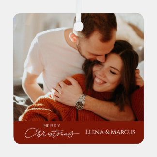 One photo Couples name Merry Christimas Tree Metal Tree Decoration