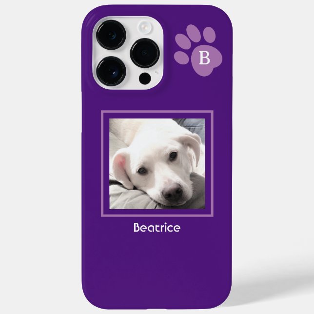 One Photo Cute Dog Paw Purple Single Initial Name Case-Mate iPhone Case (Back)