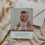 One Photo First Birthday Invitation<br><div class="desc">A simple First Birthday invitation featuring your photo and the word 'one' over the top in a calligraphy style font. You can edit all of the text and add your own photo.</div>