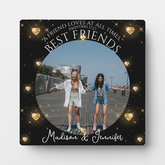 One Photo Friendship Bible Verse Best Friends Glam Plaque (Front)
