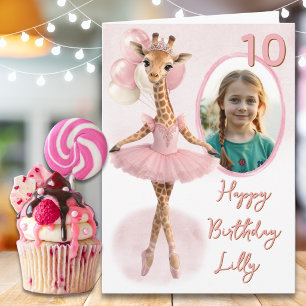 One Photo Giraffe In A Tutu 10th Birthday Card