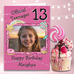 One photo Girl Official Teenager 13th Birthday Card