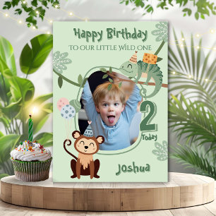 One Photo Jungle Theme Age Birthday Card