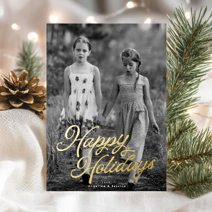 One Photo Lettering Overlay Happy Holidays Gold