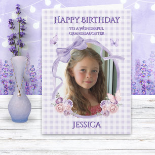 One Photo Lilac Butterflies and Bows Birthday Card