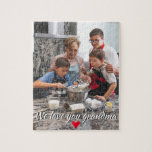 One Photo Love You Text Red Heart Grandma Mum  Jigsaw Puzzle<br><div class="desc">One Photo Love You Text Red Heart Grandma Mum
Simple one-photo design with customisable text with a shadow and a little red heart.</div>