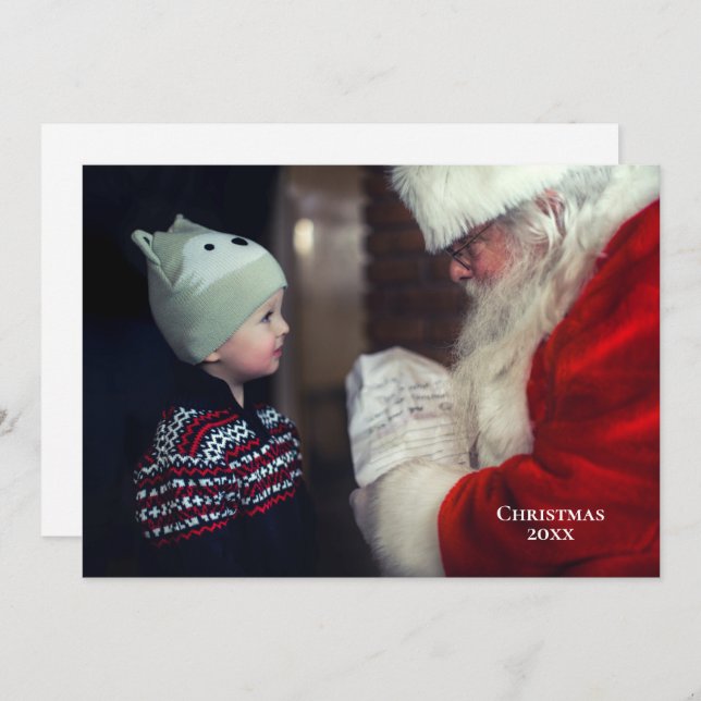 One Photo Minimal Christmas Card 2 Sided (Front/Back)
