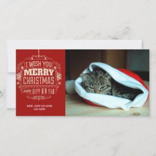 One Photo Minimal Merry Christmas Holiday Card