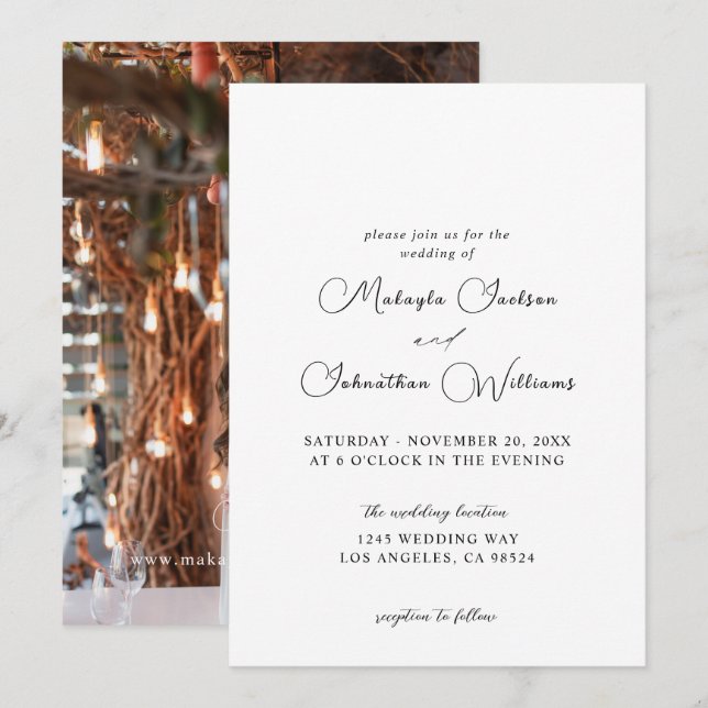 One Photo Modern Vertical 9 Wedding Invitation (Front/Back)