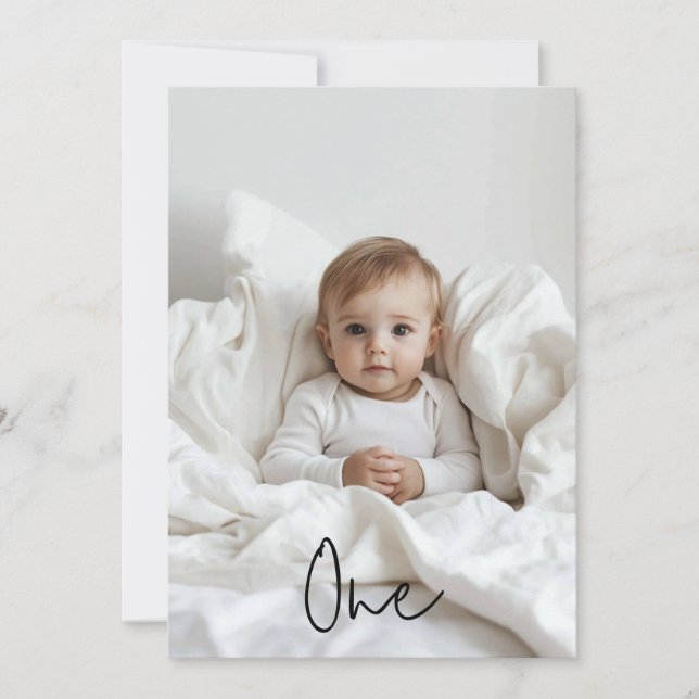 One Photo | My first year | Personalised  Invitation (Front)