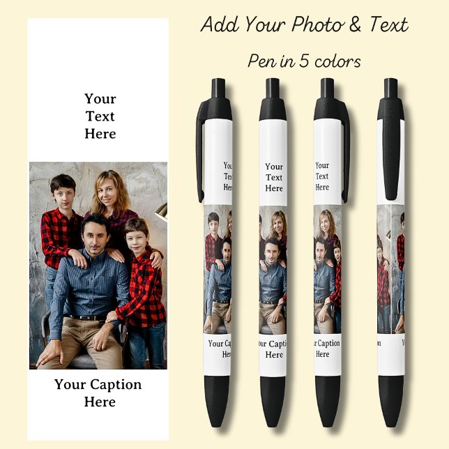 One Photo, Name Date, your Text on white, Black Black Ink Pen (Creator Uploaded)