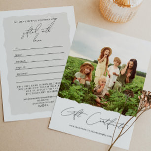 One Photo Photography Gift Certificate Gift Card
