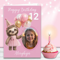 One Photo Quirky Sloth 11th Birthday Card