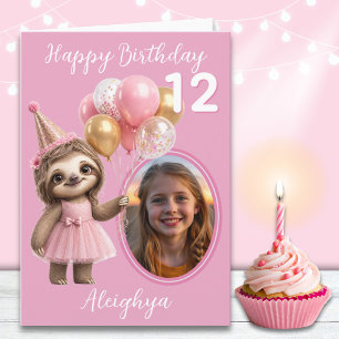 One Photo Quirky Sloth 11th Birthday Card