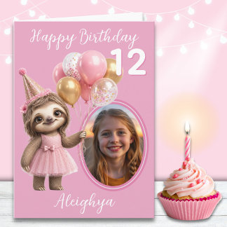 One Photo Quirky Sloth 11th Birthday Card