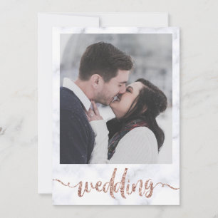 One Photo Rose Gold Glitter Inspirational Wedding  Invitation