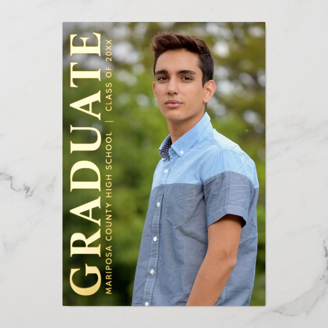 One Photo Simple Class of Graduation Announcement (Front)