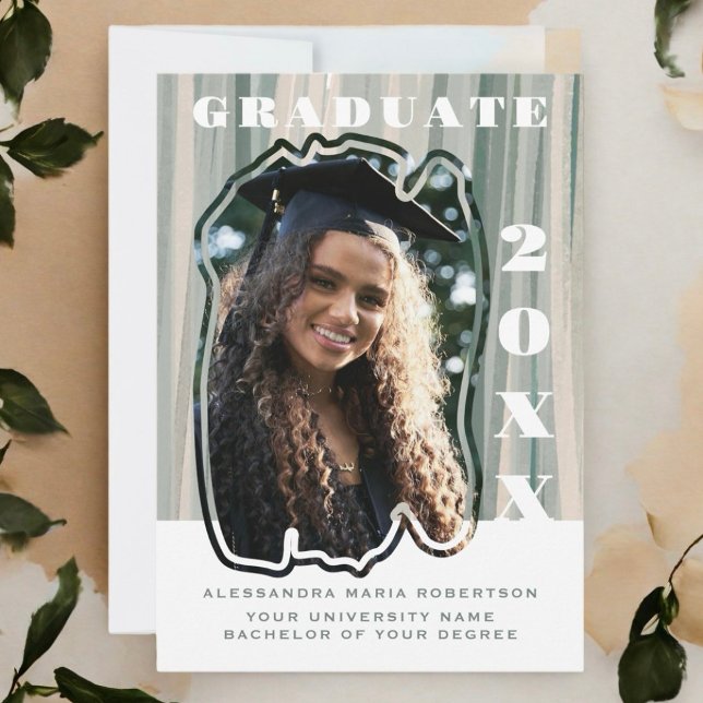 One photo white sage green beige graduate student announcement (Creator Uploaded)