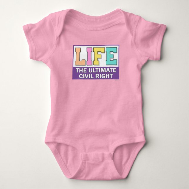 One-piece with a message of life. baby bodysuit (Front)