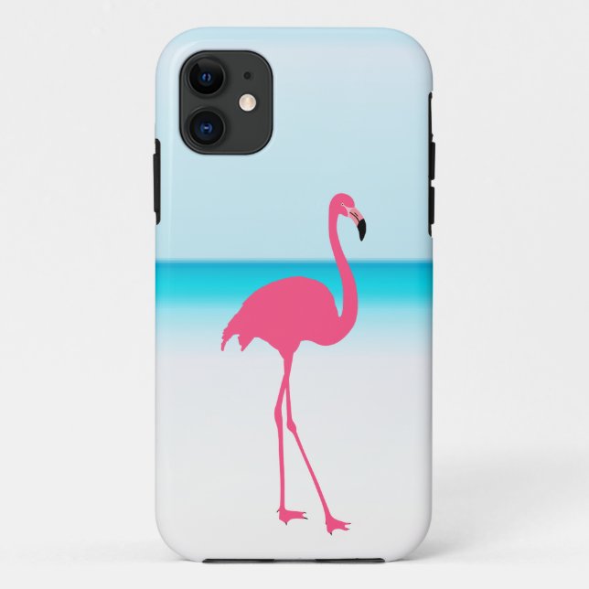 One pink flamingo on the beach Case-Mate iPhone case (Back)