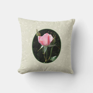 One Pink Rosebud Cushion