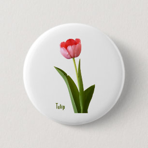 One Pink Spring Tulip Floral Photography 6 Cm Round Badge