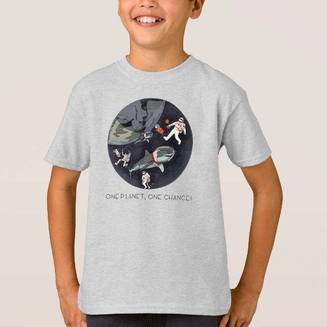 One Planet One Chance - Earth Day(Cartoon Texture) T-Shirt (Front)