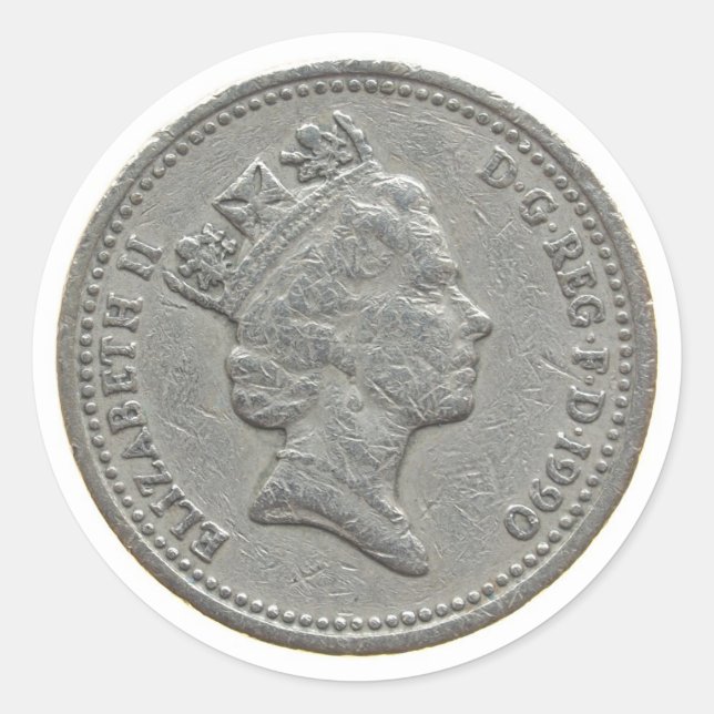 One Pound coin Classic Round Sticker (Front)