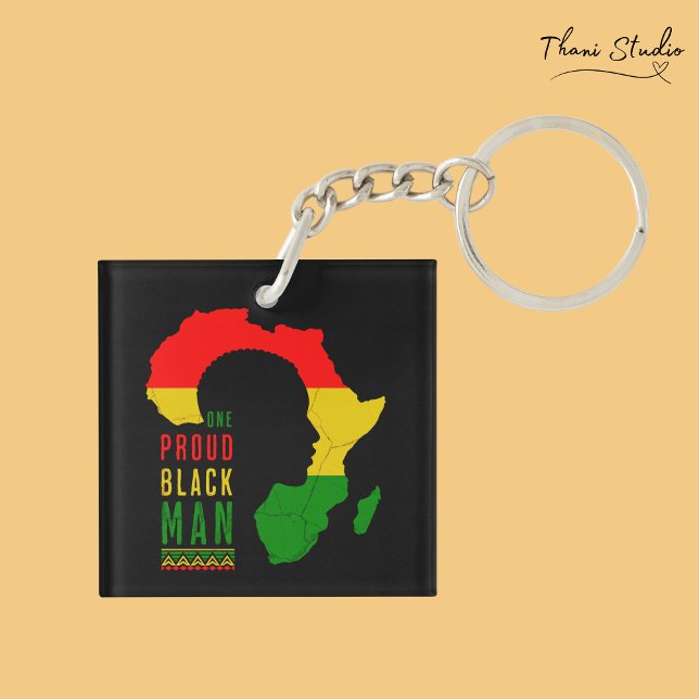 One Proud Black Man Black History Month Flag Key Ring (Creator Uploaded)