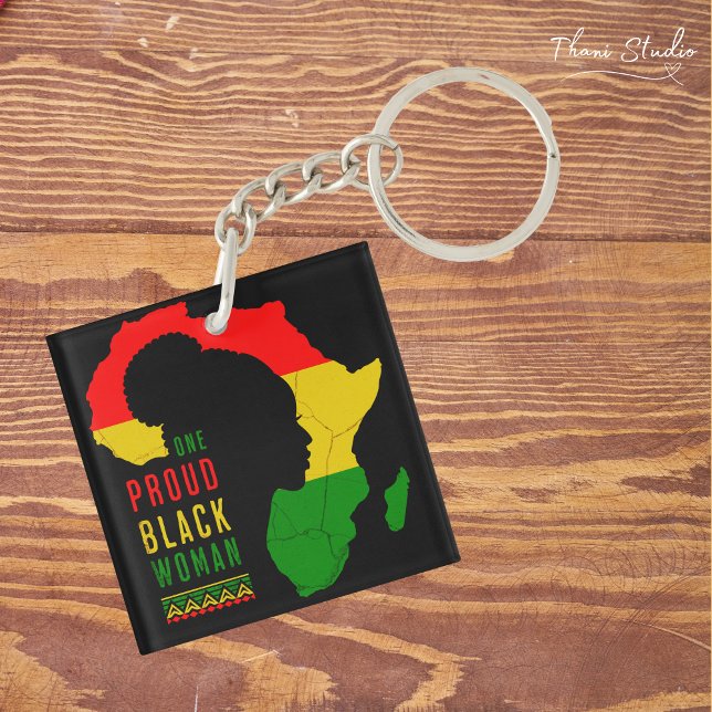 One Proud Black Woman Black History Month Flag Key Ring (Creator Uploaded)
